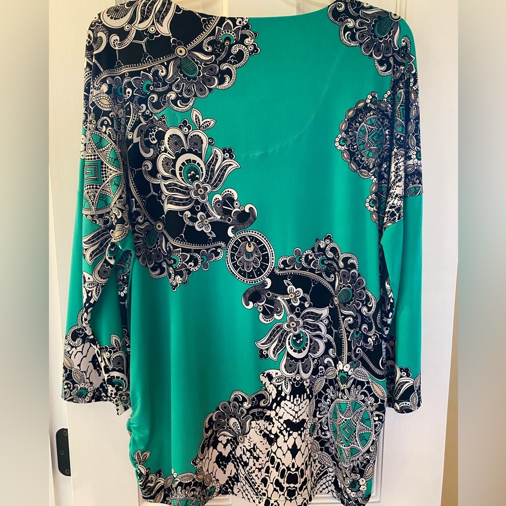 Chico's Turquoise and Black Floral Tunic - Picture 3 of 6